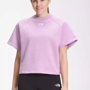 The North Face Womens Lavender Cropped Felted Fleece Short Sleeve Sweatshirt - L